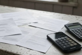 Persoană care analizează datorii din Marea Britanie după întoarcerea în România