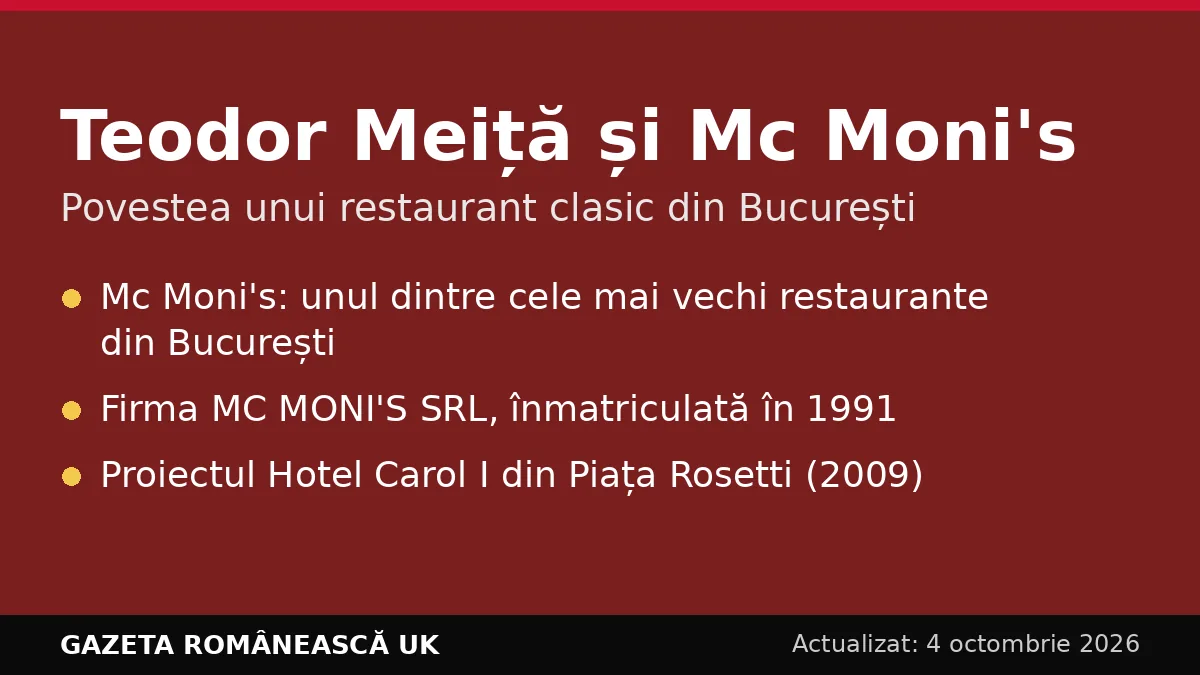 Teodor Meiță și restaurantul Mc Moni's din București, povestea unui restaurant clasic