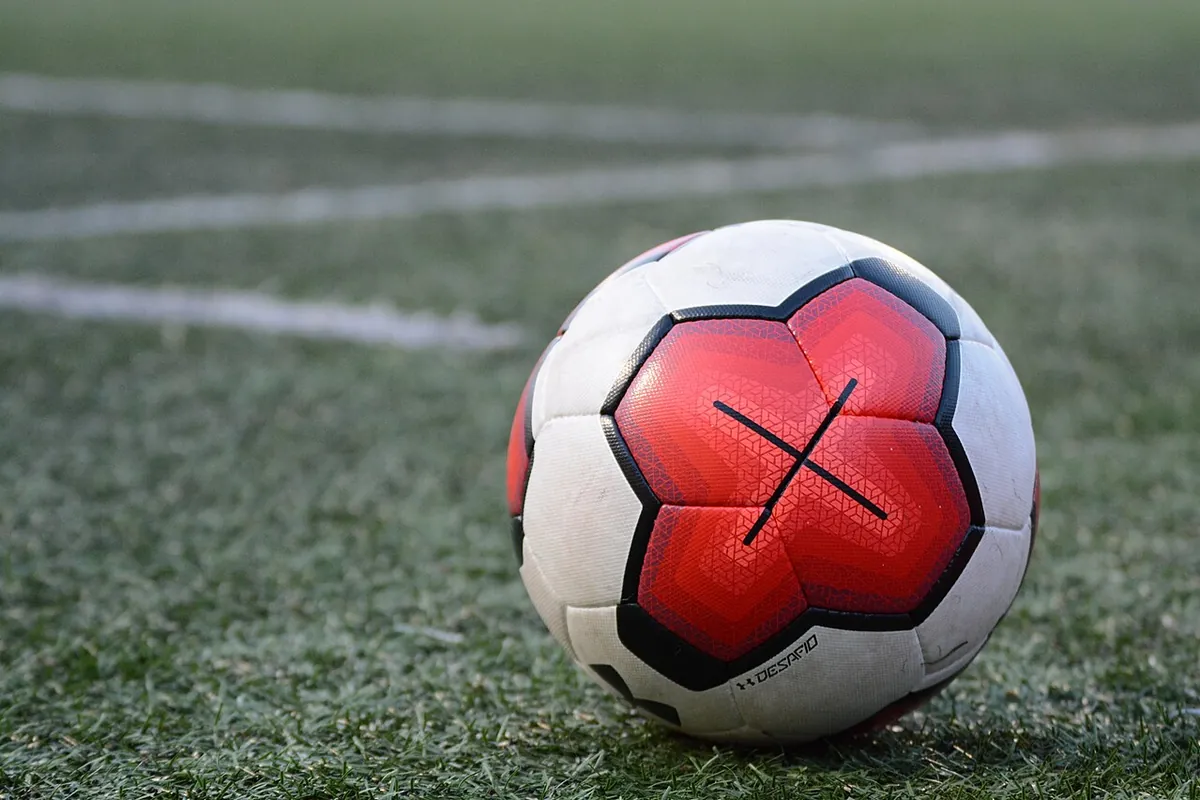 Minge de fotbal pe gazon